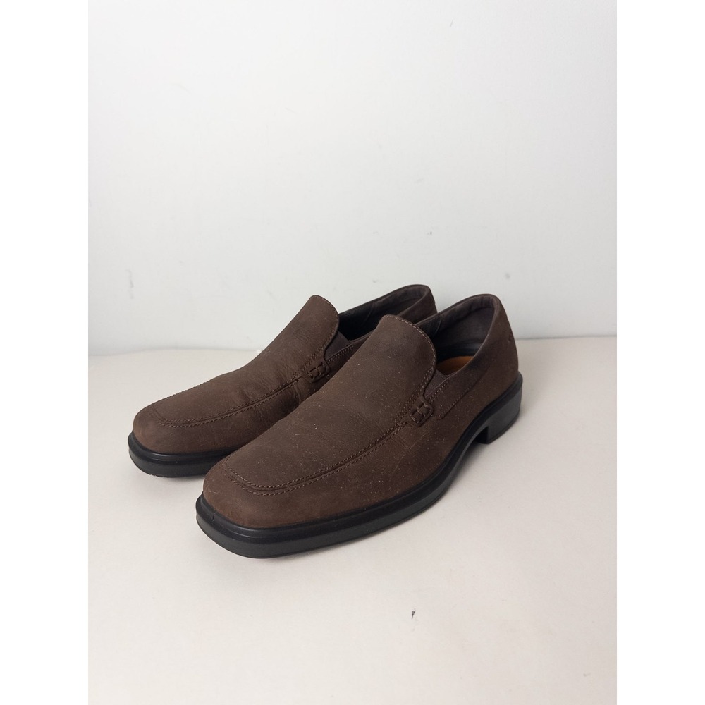 ECCO Helsinki 2 Mens 47 US 13 Brown Nubuck Leather Slip On Loafer Dress Shoes